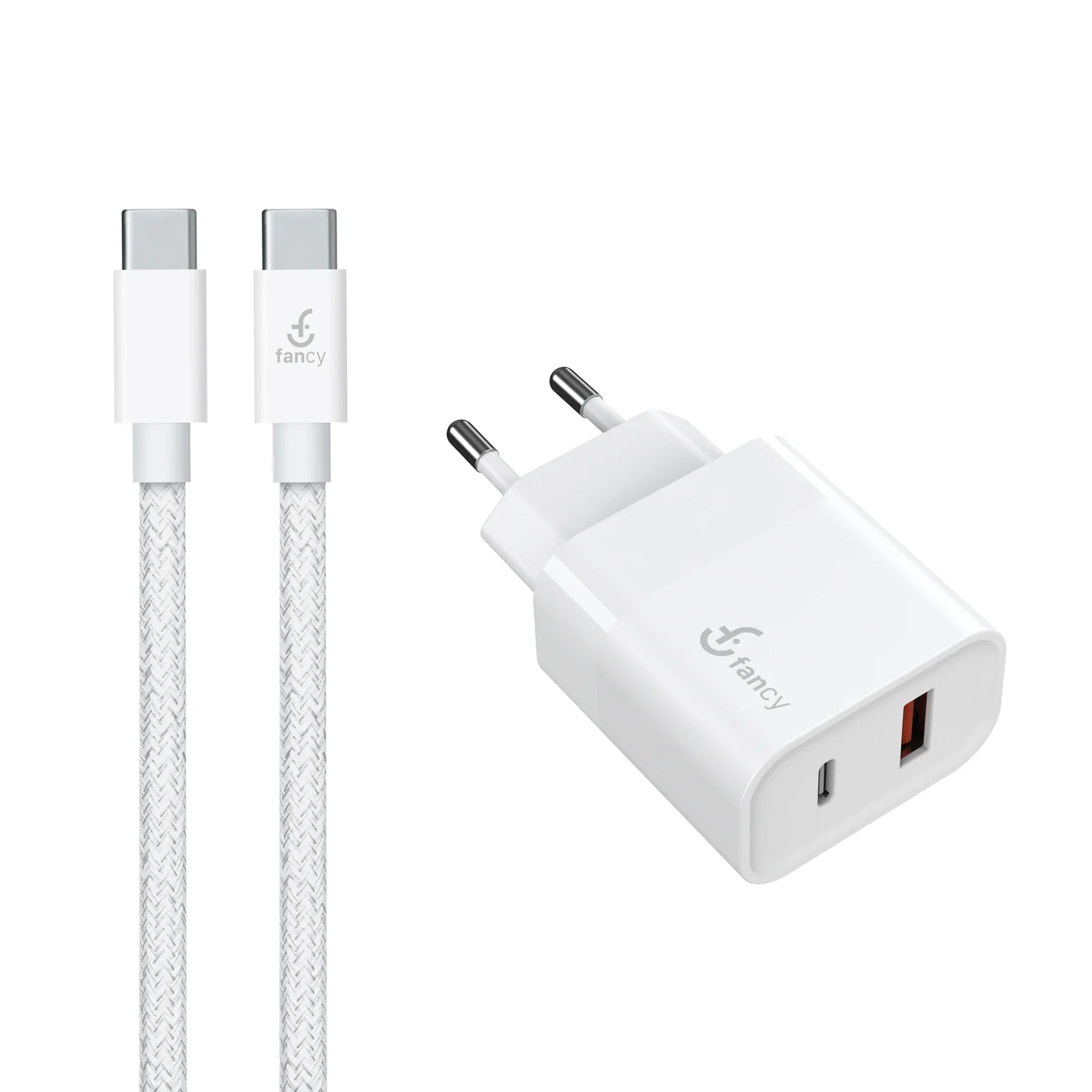 PD30C - Kit Carregador USB USB-C Suprema BRanco 30W Com Cabo Tipo C Fancy