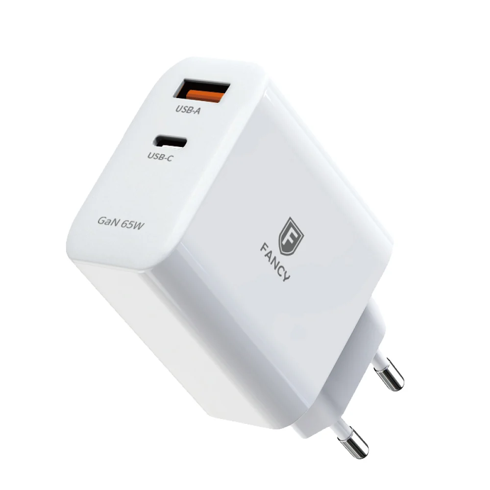 PD65 - Carregador GaN Ultra Turbo 65W USB-C + USB Fancy